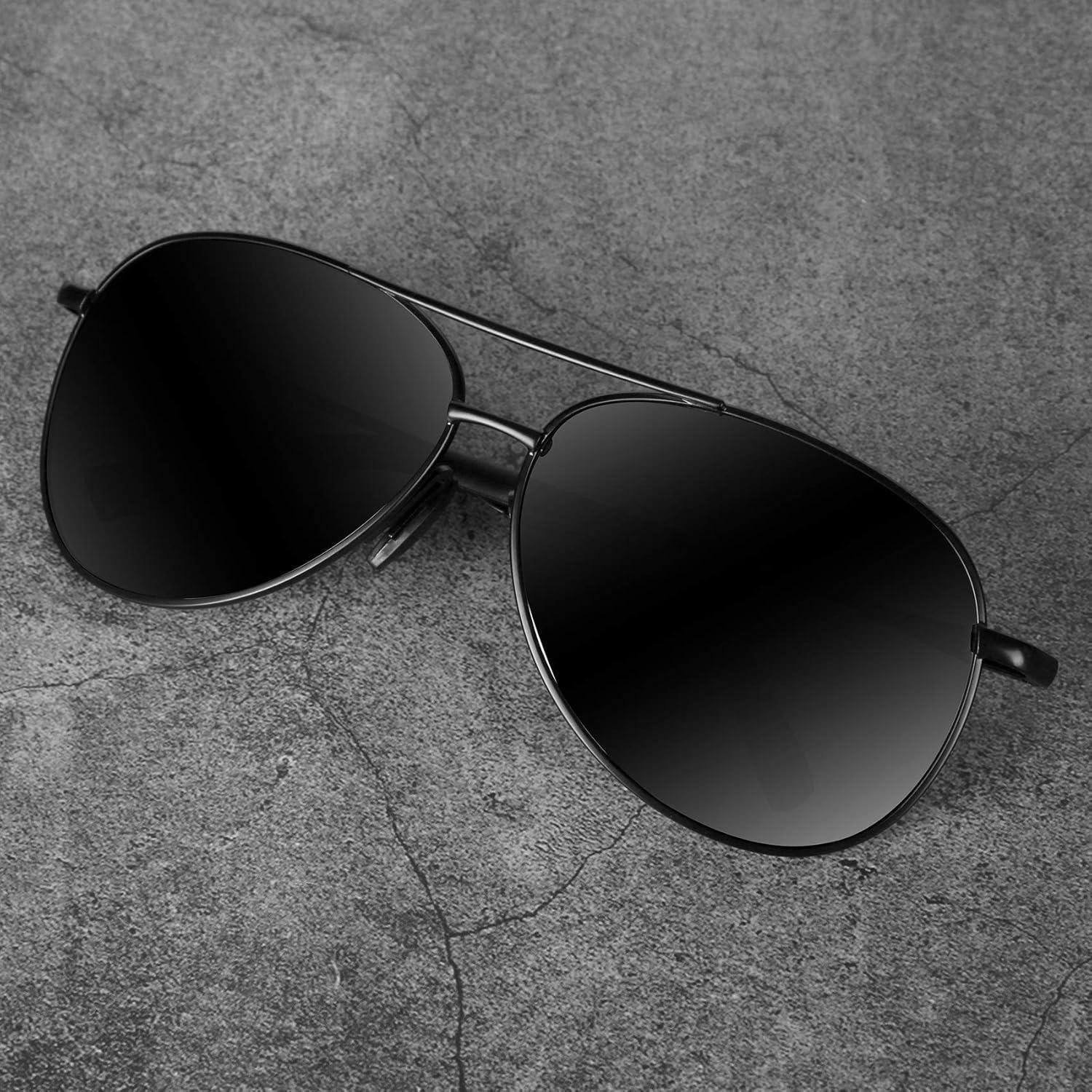 LuxusKollektion Pilotenbrille Sonnenbrille Herren Polarisiert UV400 Fahrerbrille Schwarz Schwarz