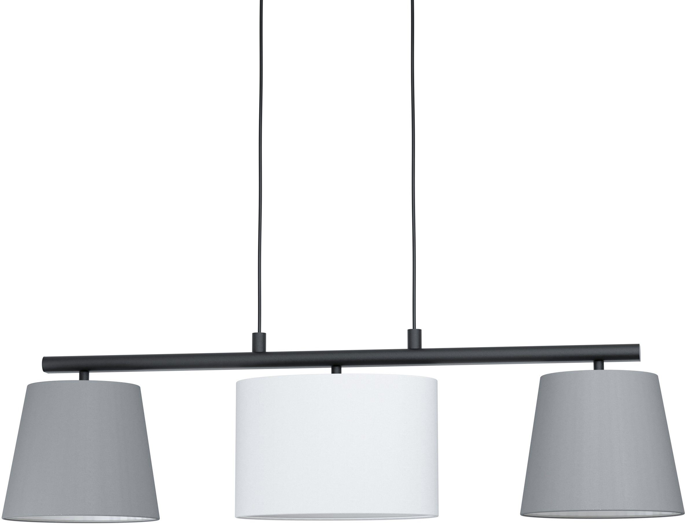 EGLO Hängeleuchte ALMEIDA 1, Leuchtmittel wechselbar, ohne Leuchtmittel, schwarz / L86 x H110 x B25,5cm / exkl. 3 x E14 (je max. 25W) / Stoff. Reduzierter Preis € 92,07. Unverbindliche Preisempfehlung € 128,90