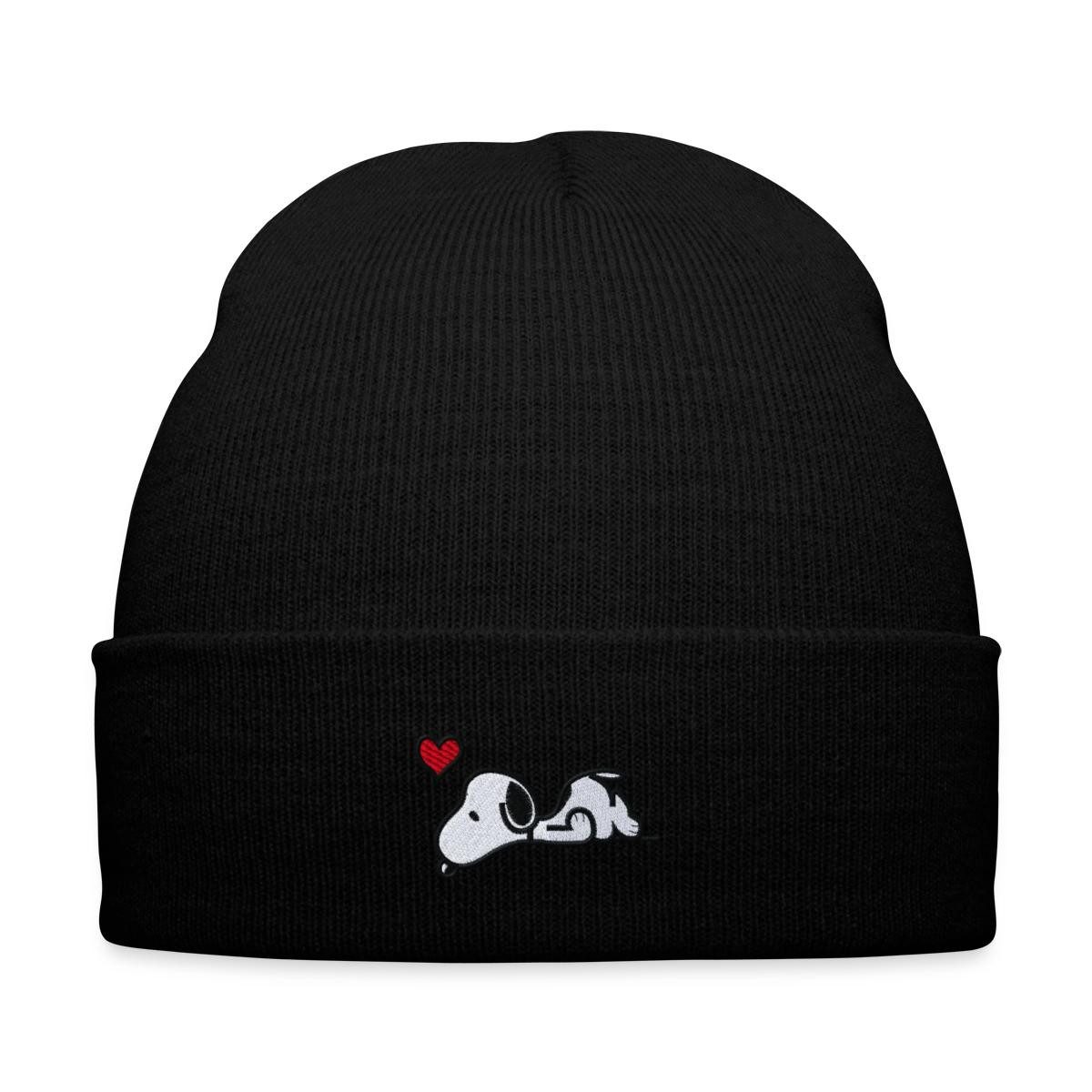 Spreadshirt Beanie Peanuts Snoopy Liebe Herz Love Stick Bestickte Wintermütze (1-St)