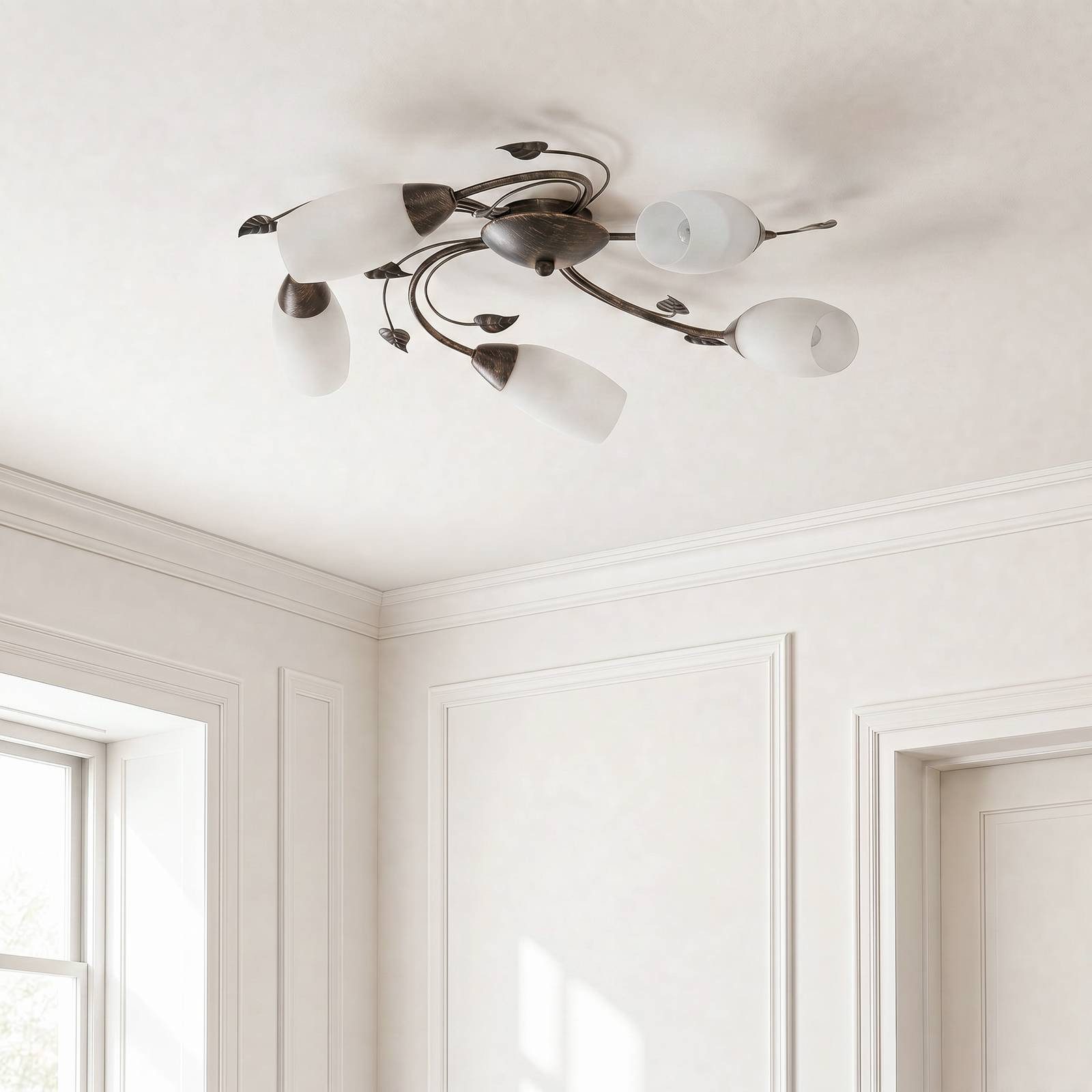 Lindby Deckenleuchten Stefania, Metall, Braun IP20, 5 x 5 W LED