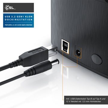 CSL Festplatten-Dockingstation, USB 3.0 HDD Klon inkl. UASP-Unterstützung 2,5"+3,5" / SATA-I+II+III