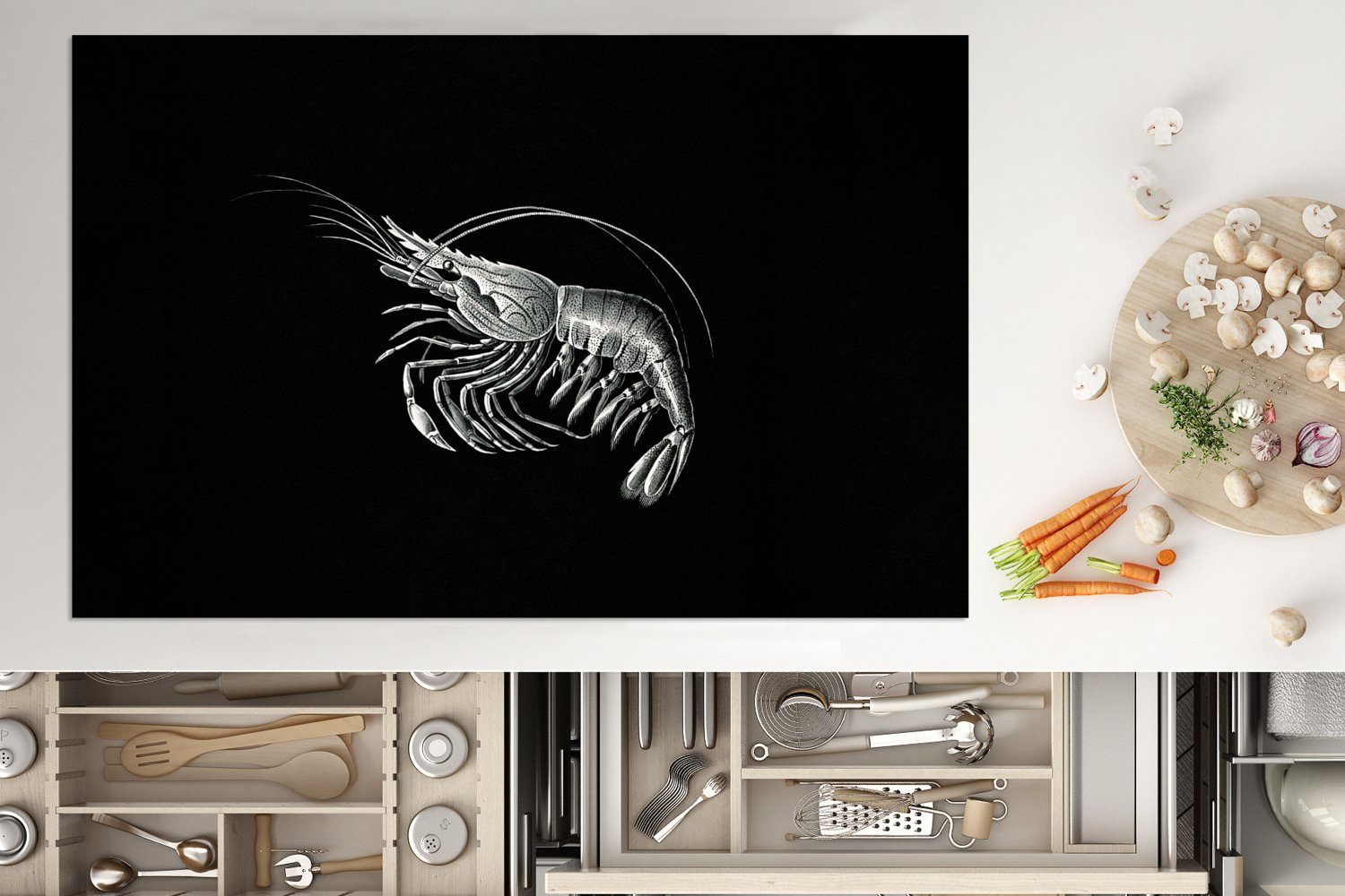 MuchoWow Herdblende-/Abdeckplatte Haeckel Ceranfeldabdeckung - 80x52 - Schutz - Ernst cm, für Shrimps Tiere - (1 küche, Kunst, tlg), die Vintage Induktionskochfeld Vinyl