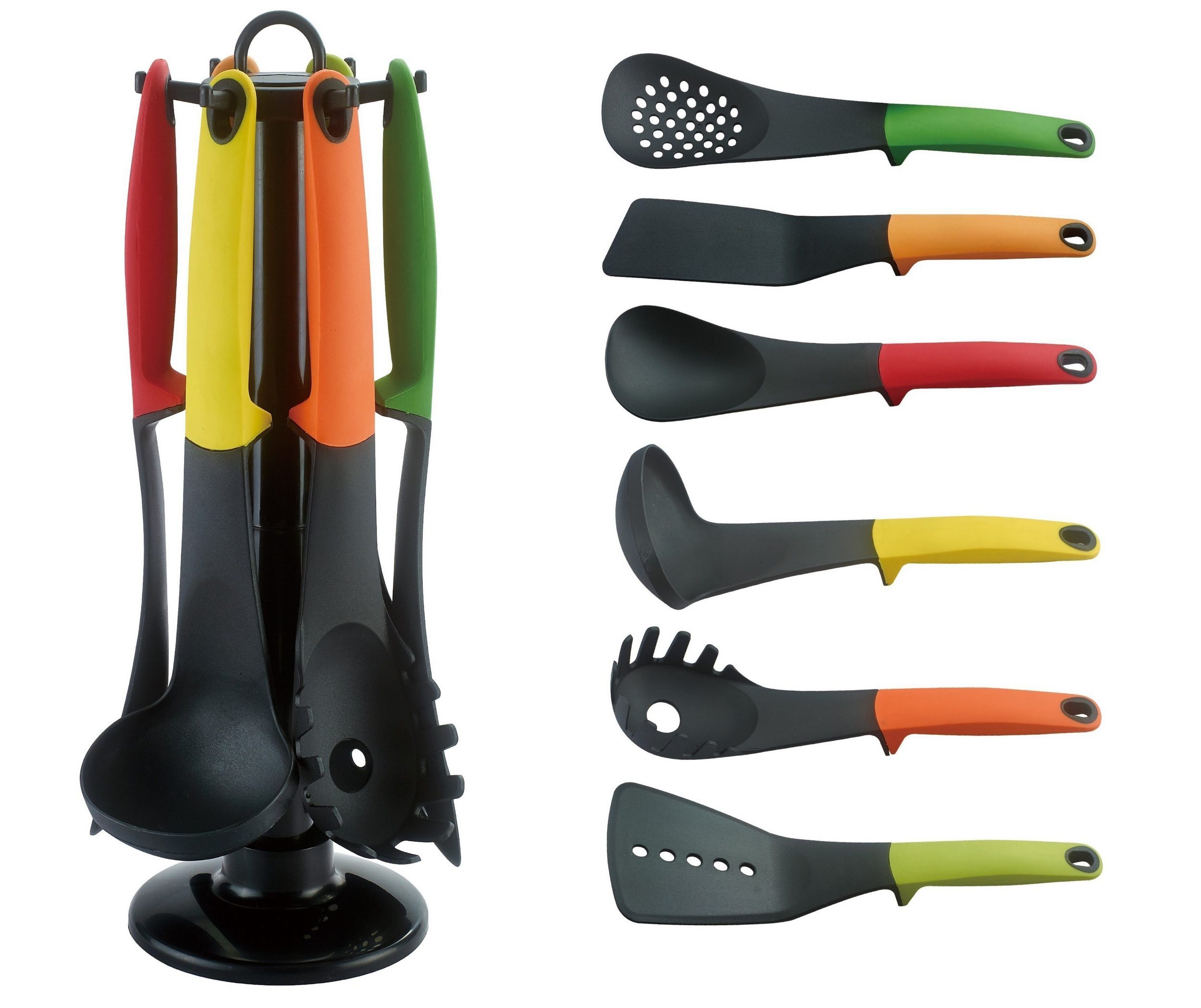 Pfannenwender Organizer Ständer Spaghettilöffel Kochbesteck Heber Kelle Küchen Wender bunt Schöpflöffel 2 (Set, Servierlöffel Utensilien Küchenhelfer, teilig Küchenorganizer-Set 7-tlg., Löffel Besteckset KESSMANN Skimerlöffel 7 Antihaft Kochen), AUSWAHL