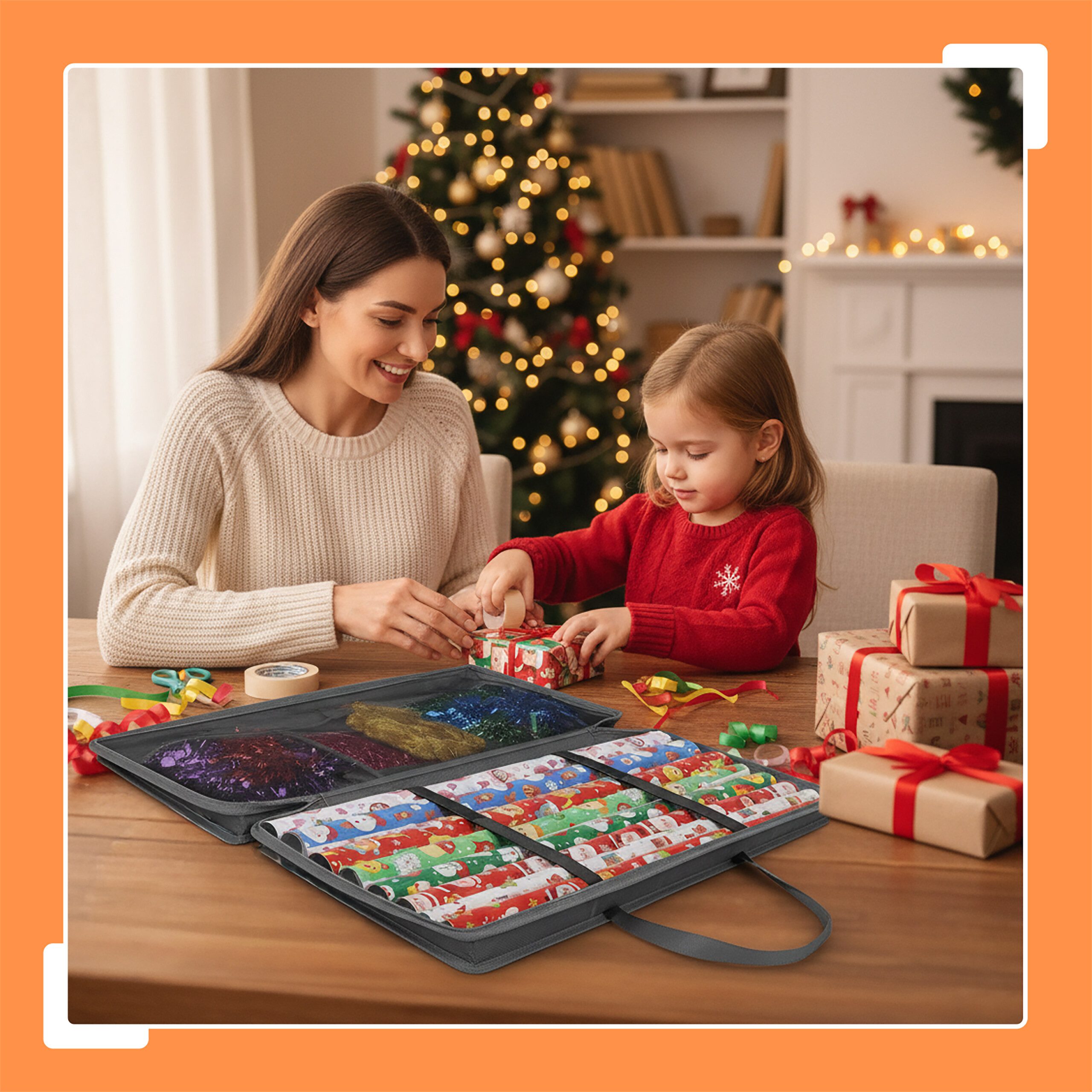 relaxdays Aufbewahrungsbox Geschenkpapier Aufbewahrung, grau günstig online kaufen