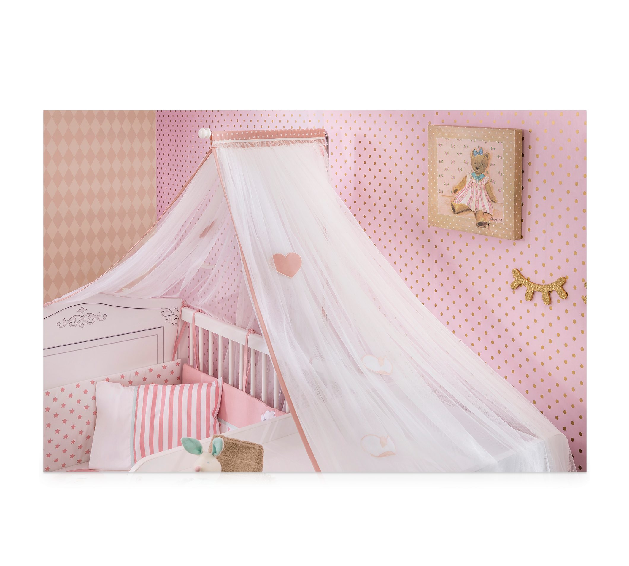 Möbel-Zeit Betthimmel SELENA für Babybetten inklusive Befestigungsstange 70x140 cm, inklusive Befestigungsstange