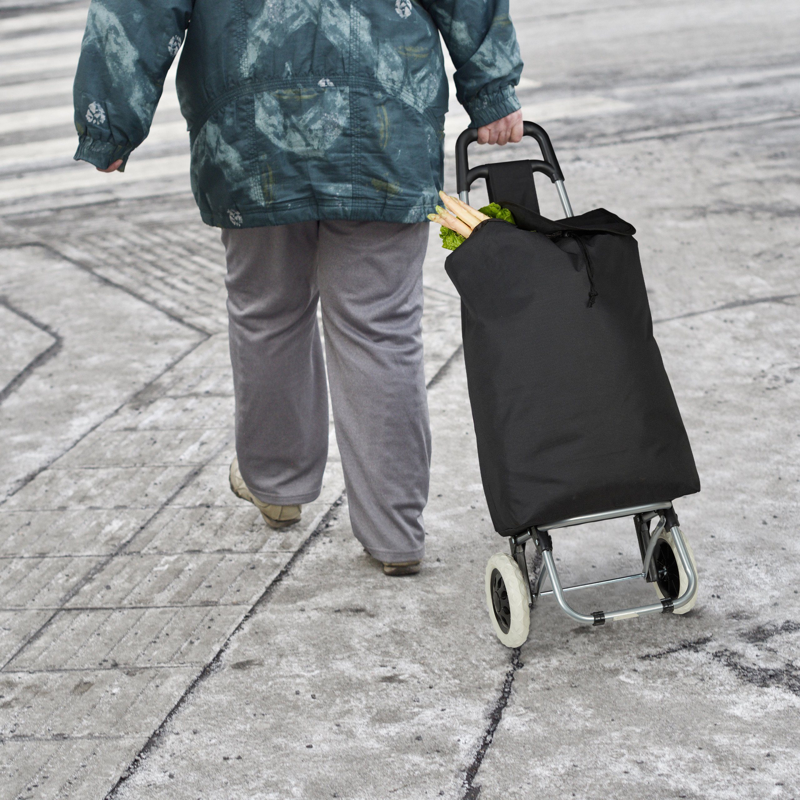 Silber Grau Schwarz Grau Einkaufstrolley klappbar, relaxdays Einkaufstrolley