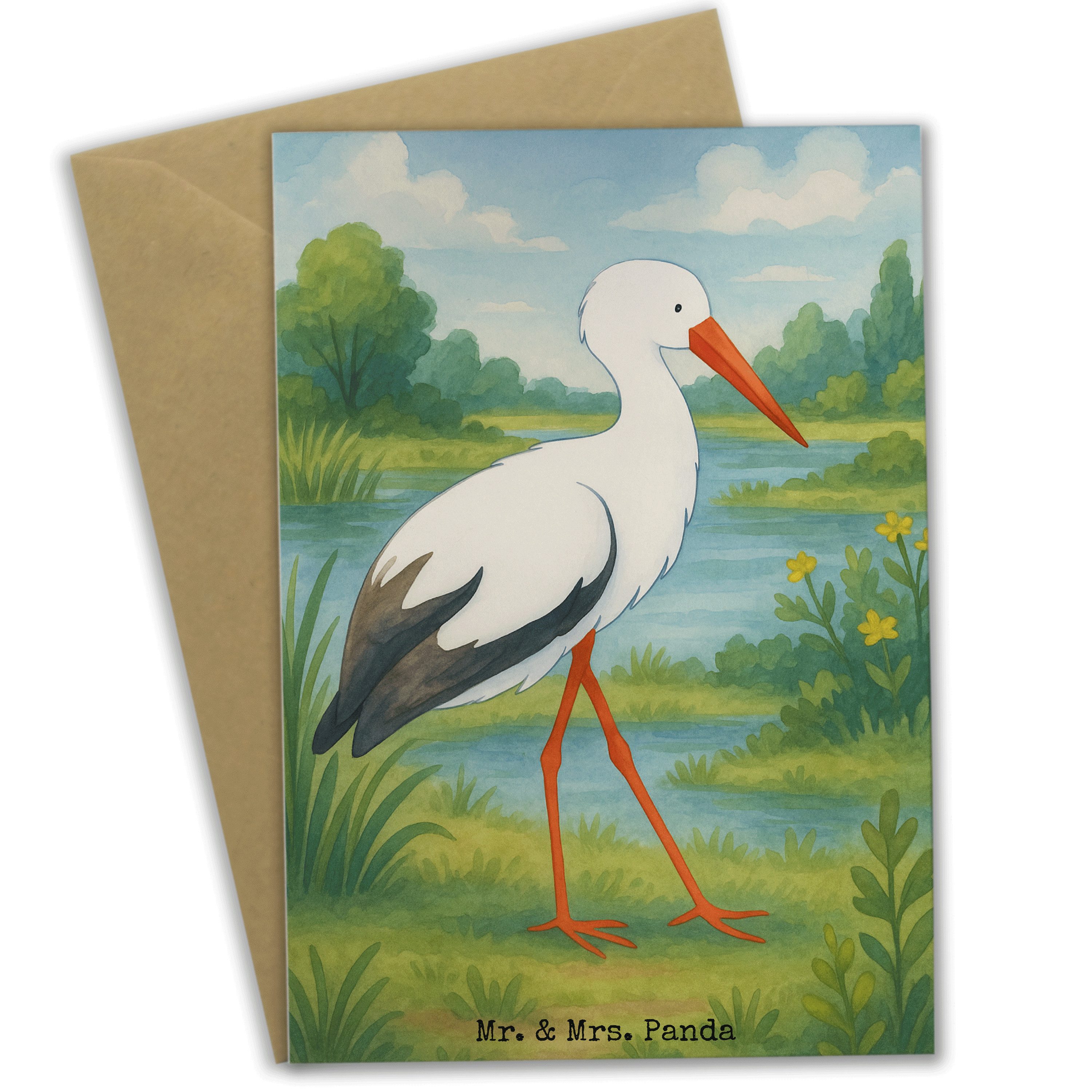 Mr. & Mrs. Panda Grußkarte Storch Design, Grußkarte, Weiß, Geburt, einladungskarten, Störche, Gr, weihnachtskarten jubiläumskarte hochzeitskarten