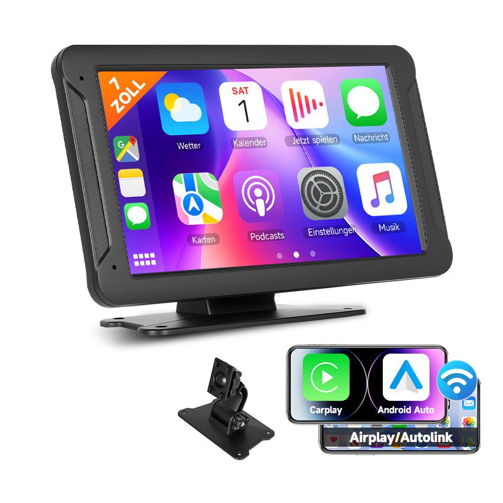 Hikity 7/10.26-Zoll CarPlay Auto-Player mit Android Auto & Bluetooth Navigationsgerät (Spiegelung, GPS Navigationsgerät Dashcam)