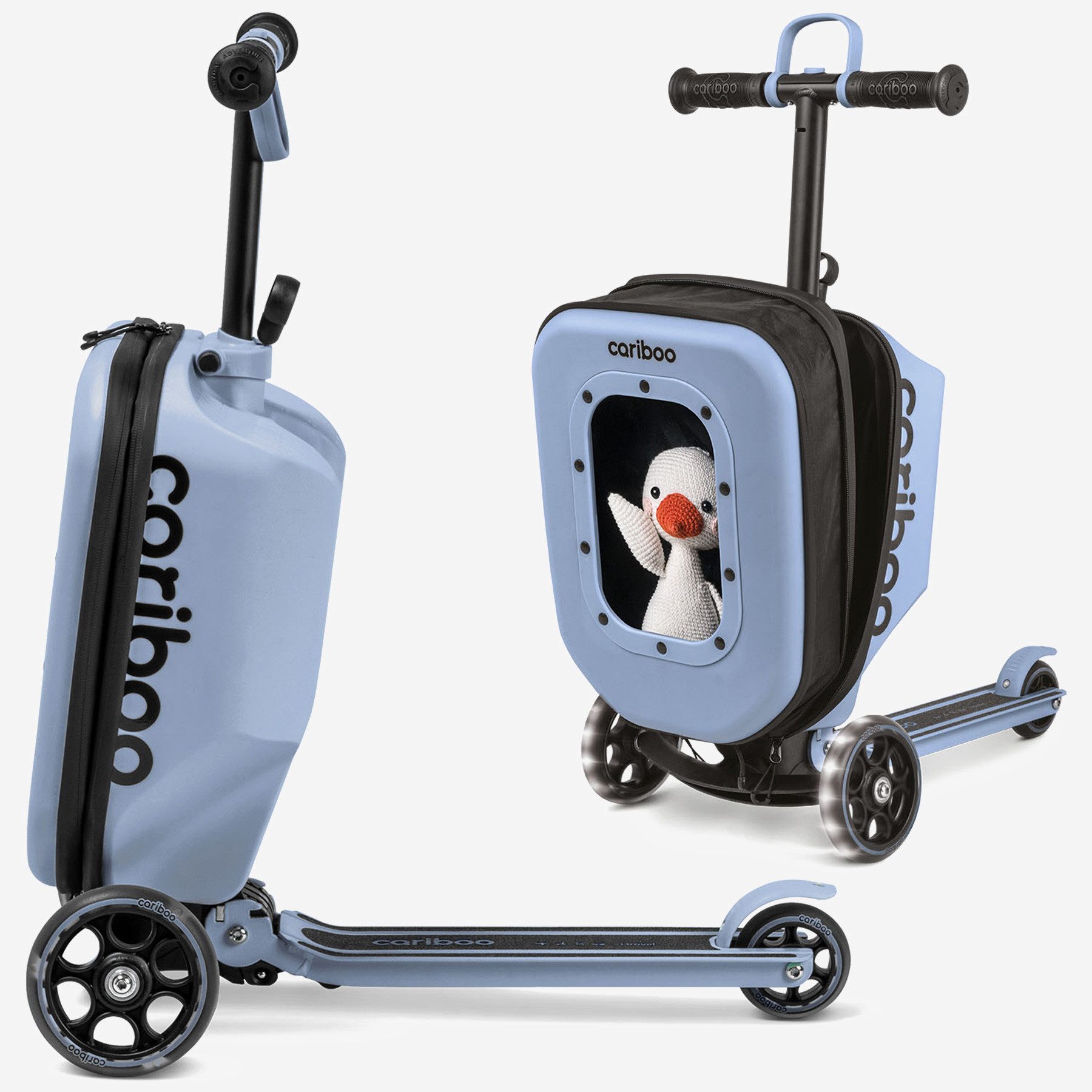 Cariboo Tretroller Kinderroller Koffer 2in1 CARIBOO ITRAVEL Handgepäck bis 50kg