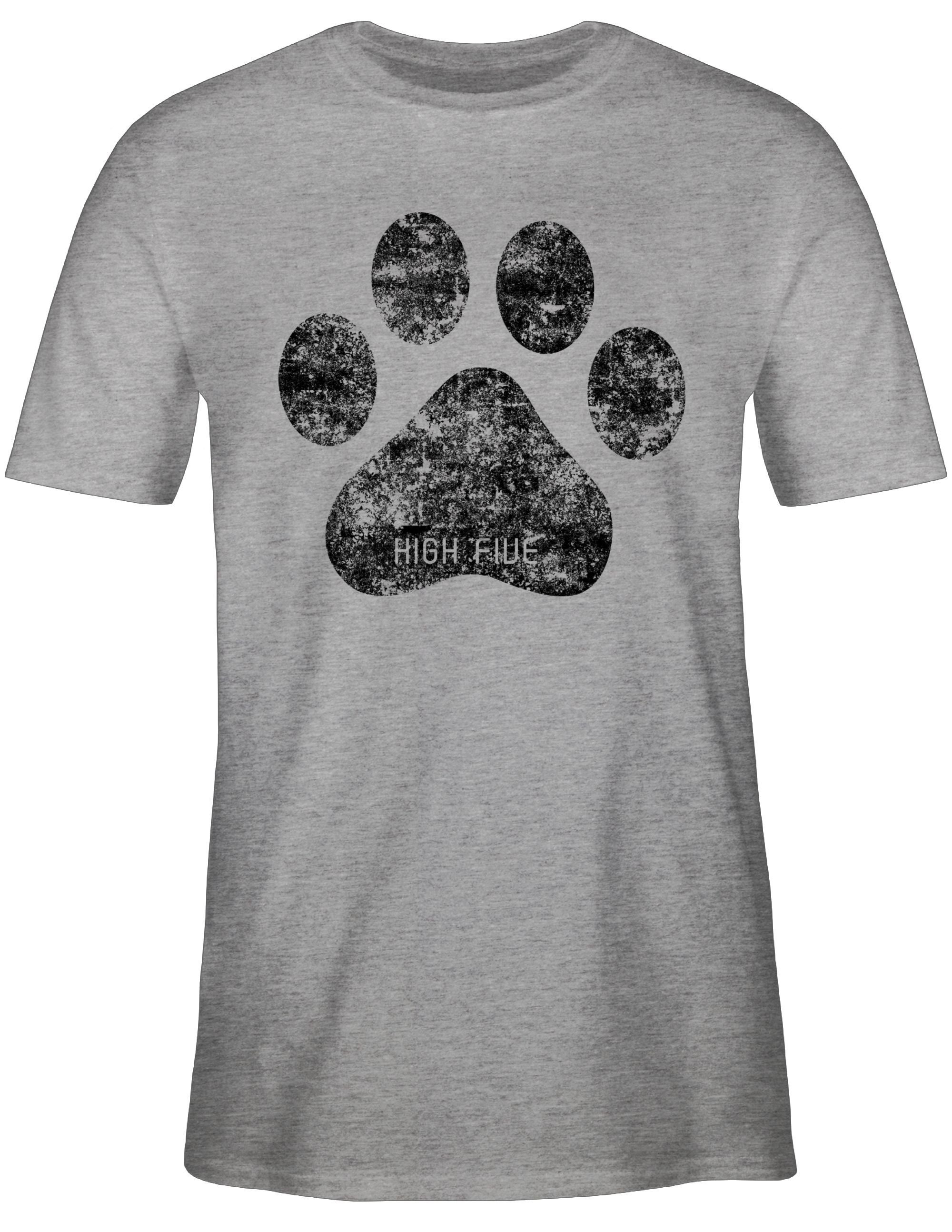 meliert High Hundebesitzer Hunde T-Shirt Grau Shirtracer für Five Geschenk 3 Pfote