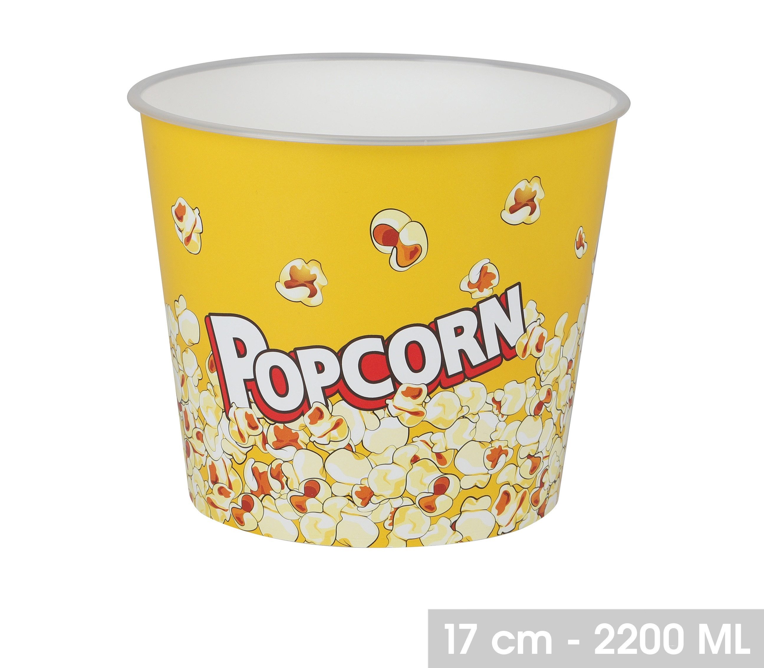 WestCraft Snackschale Popcorn-Schale Retro gelb, Snack-Behälter 2,2 Liter Fassungsvermögen, PP Kunststoff, (1-tlg), für Streaming-, Filme- und Fernsehabende