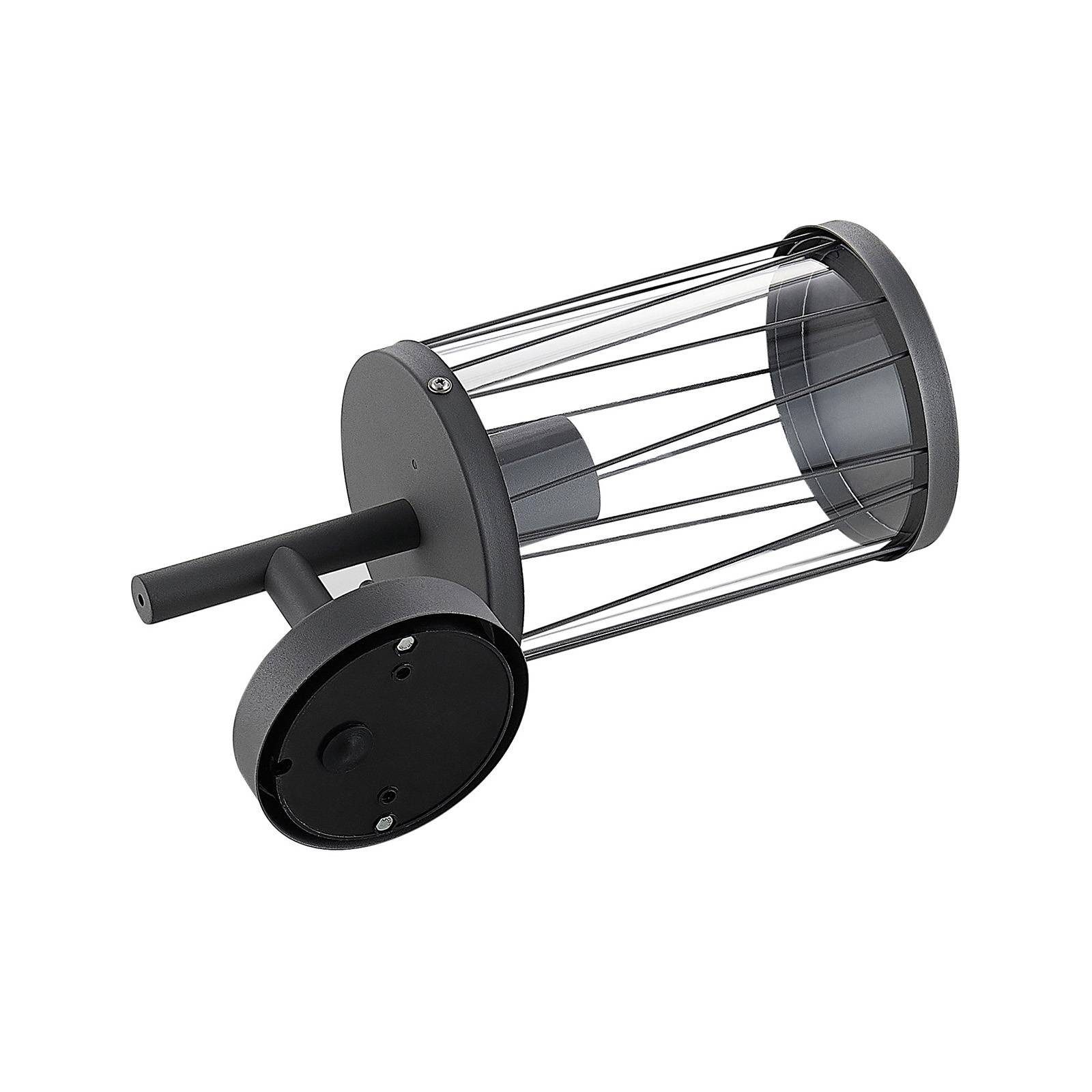 Lindby Außen-Wandleuchte Yonan, Edelstahl Schwarz IP44, 1 x 40 W