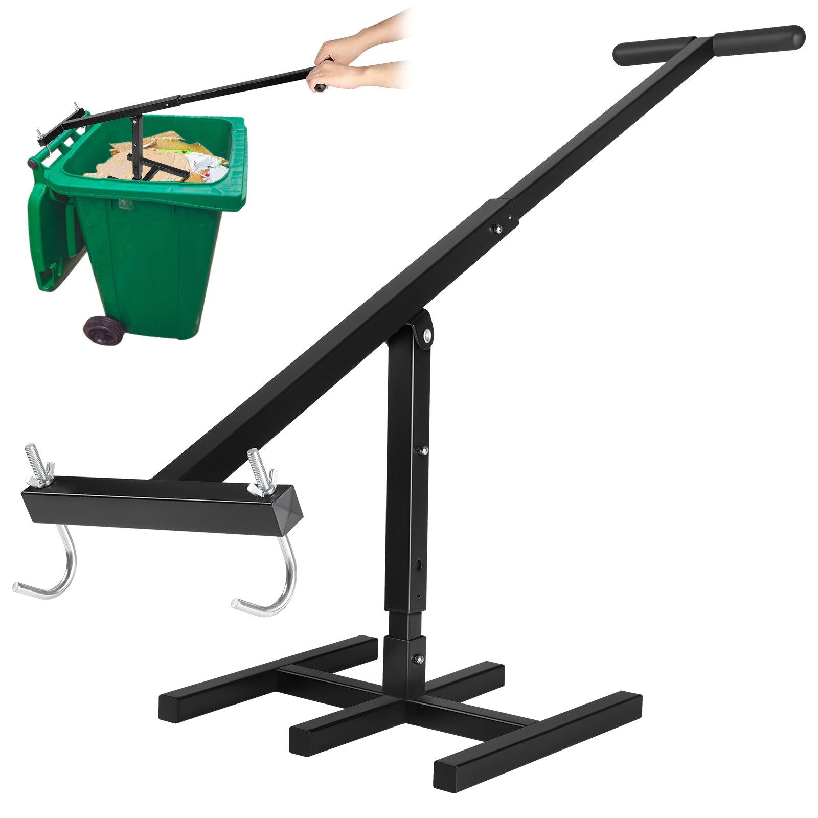 QUBEBU Mülleimer Manuelle Müllpresse, Müllverdichter Hausmüll, Restmüll&Papier, Schwarz, Müllverdichter für 120L / 240L / 360L Mülltonne