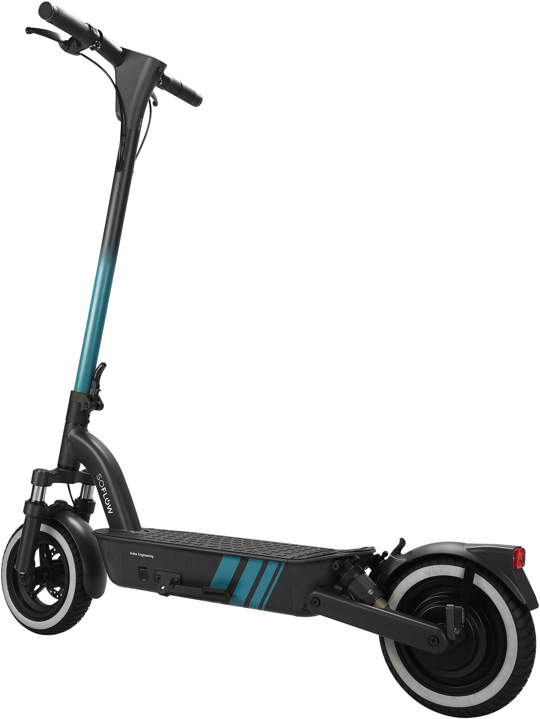soflow E-Scooter SO4 PRO GT, 20 km/h, (150 kg Nutzlast, Federung, mit Blinker, 1.600W, 35% Steigung), mit Straßenzulassung, ABE, Apple Find My, 100 km Reichweite, 10 Zoll