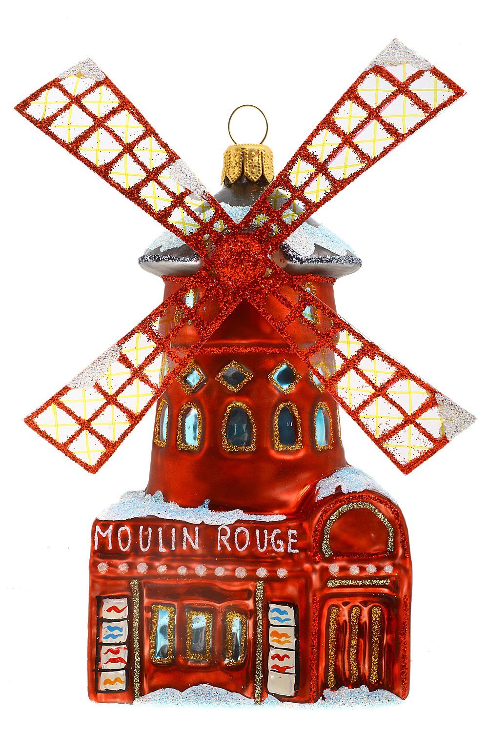 Christbaumschmuck handdekoriert mundgeblasen rouge, Hamburger - Moulin Weihnachtskontor Dekohänger -