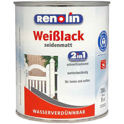 Wilckens Farben Weißlack Renolin 2in1, seidenmatt, für Innen und Außen, 750 ml