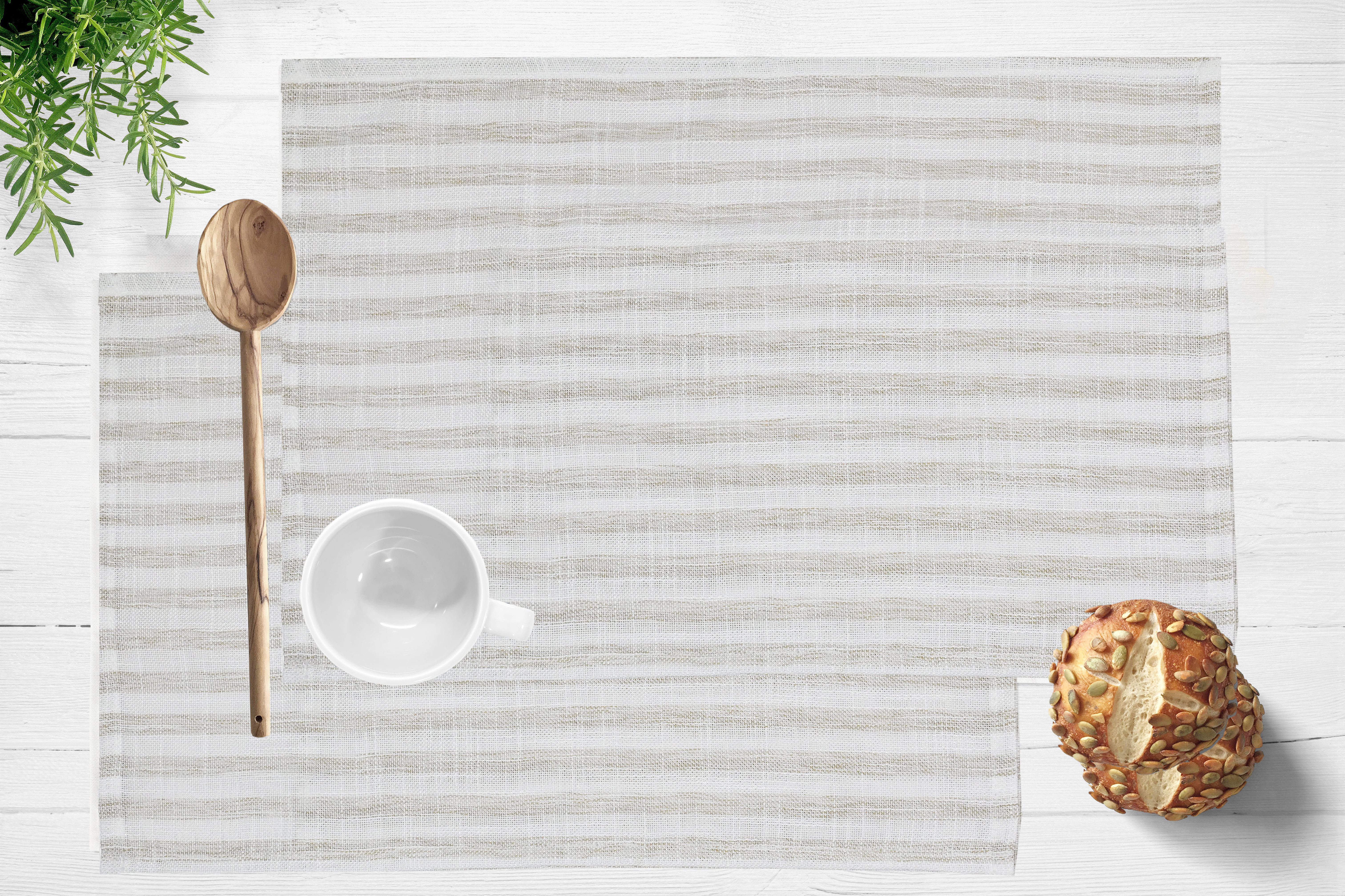 OTTO home Platzset Marric, (2-St), Platzset, halbtransparent, Linenoptik mit Streifen