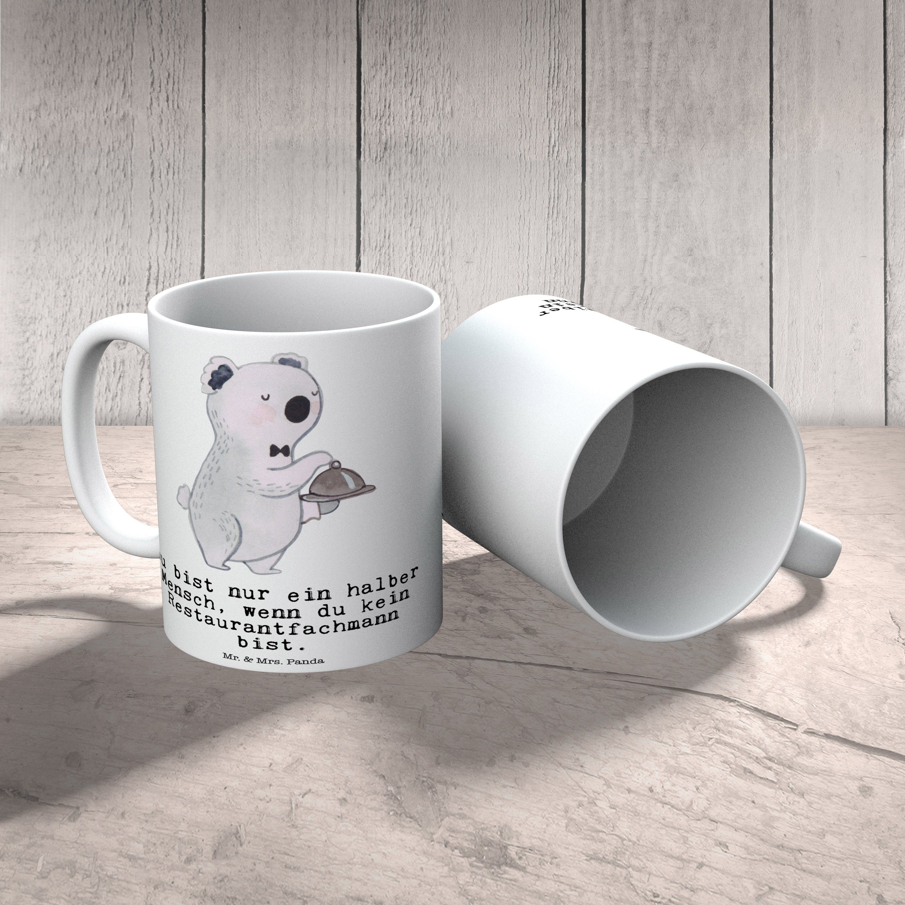 Herz Tasse Mrs. - Weiß Keramik Büro - Tasse, mit Restaurantfachmann & Schenken, Mr. Panda Geschenk,