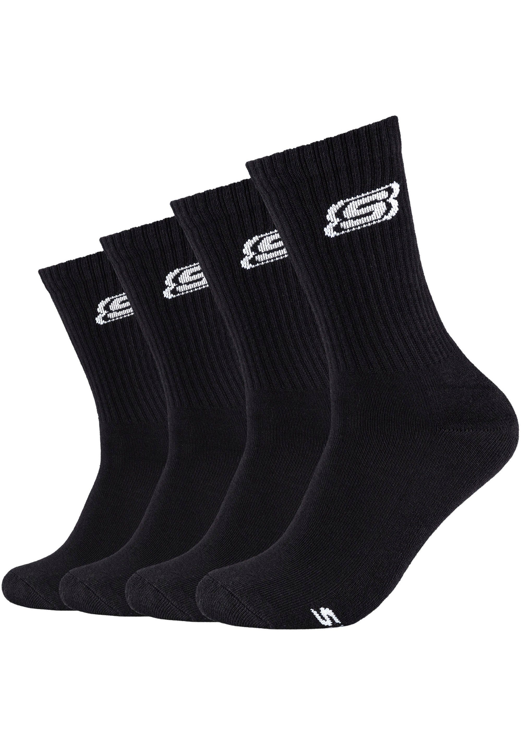 Skechers Socken (Packung, Verstärkte 4-Paar) Haltbarkeit & Ferse Spitze für lange schwarz