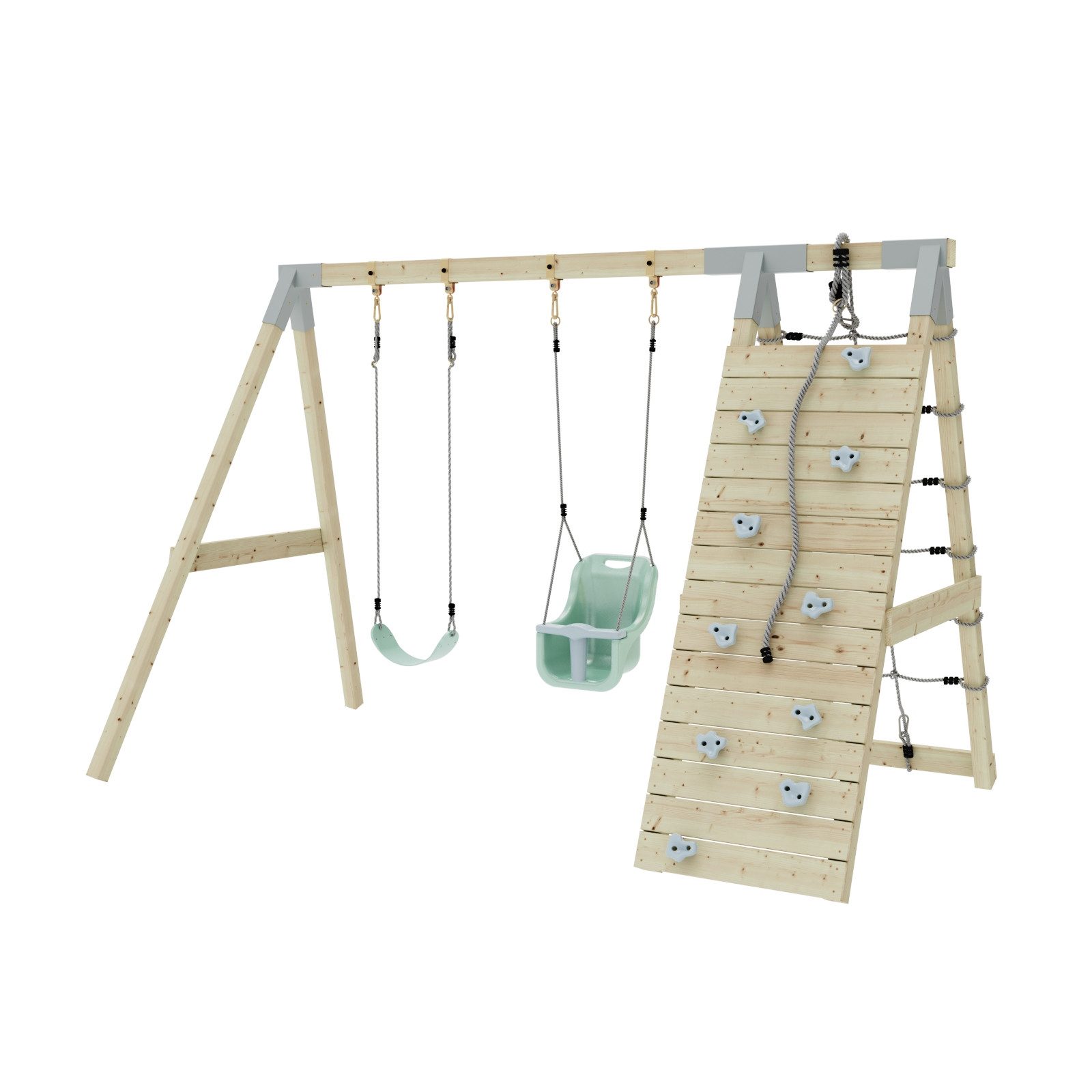 OutdoorToys Klettergerüst Kuckuck aus Holz in Mintgrün, aus Holz in Mintgrün