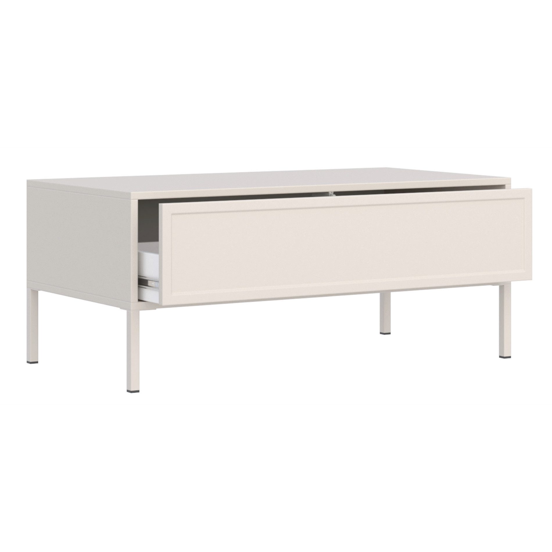 Selsey Couchtisch VELVETO, Couchtisch in Kaschmirgrau, Push-to-Open-Schublade, 100x50 cm