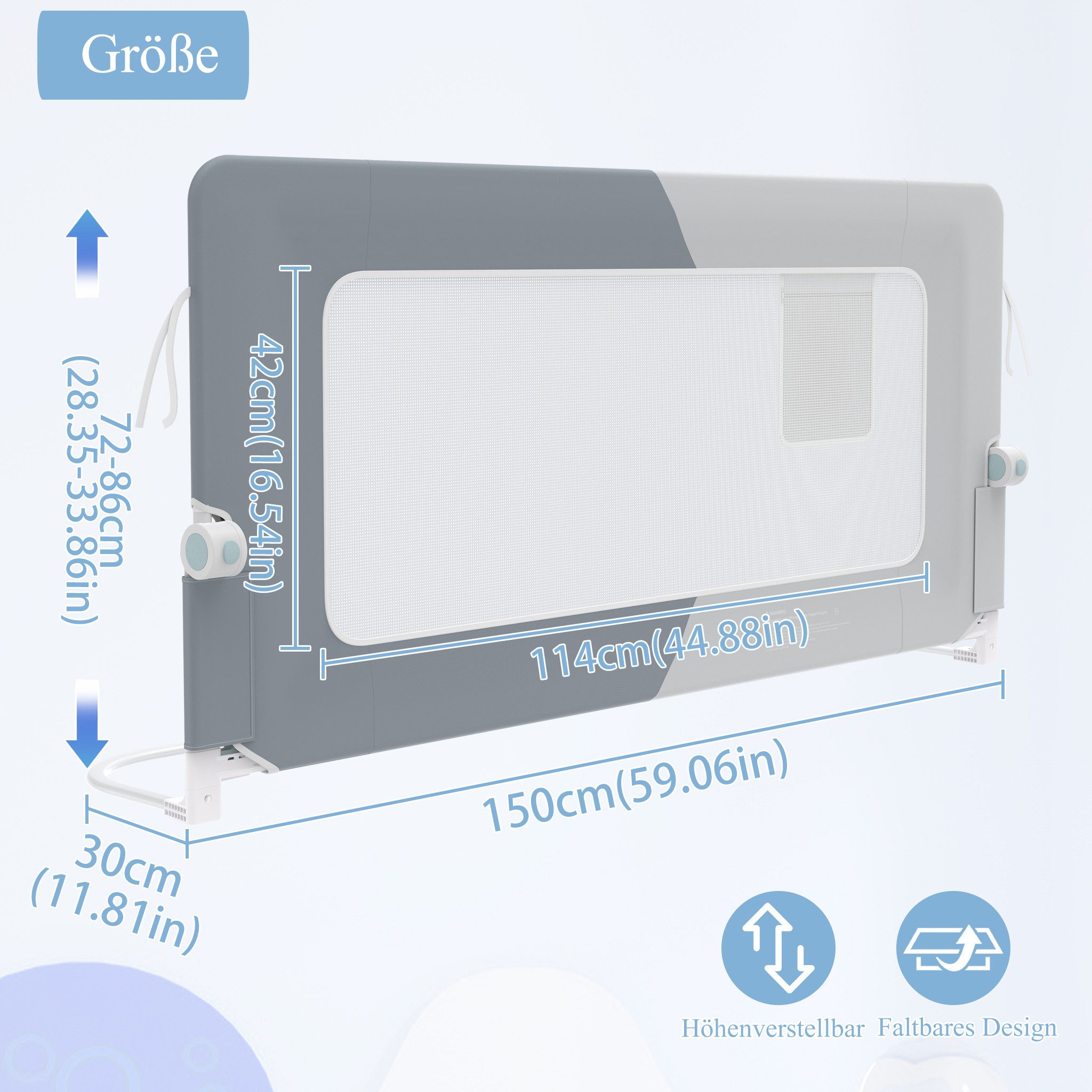 FIVMEN Bettschutzgitter Rausfallschutz Bettgitter Zusammenklappbar Bettschu günstig online kaufen