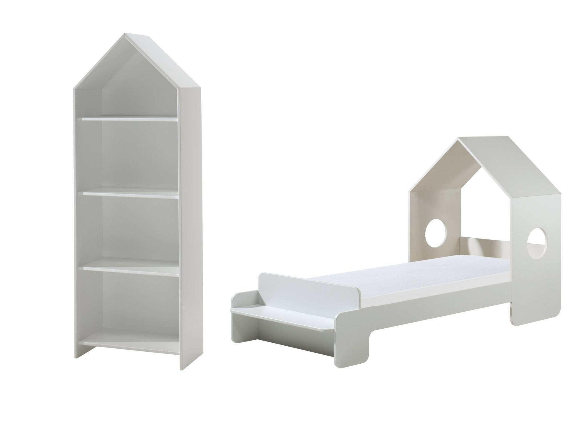 Kinderbett aus MDF in Korpus Weiß. Abmessungen (BxHxT) 229,5x147,6x93,6 cm
