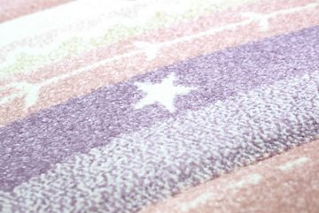 Kinderteppich Kinderzimmer Teppich Spielteppich Einhorn Regenbogen Wolken Himmel creme rosa, Teppich-Traum, rechteckig, Höhe: 13 mm
