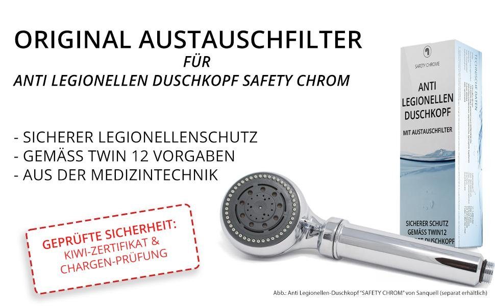 Legionellenfilter Dusche LONGLIFE, Zertifiziert, Medizintechnik