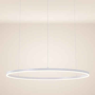s.luce Pendelleuchte LED Hängelampe Ring 100 5m Abhängung Weiß, Warmweiß
