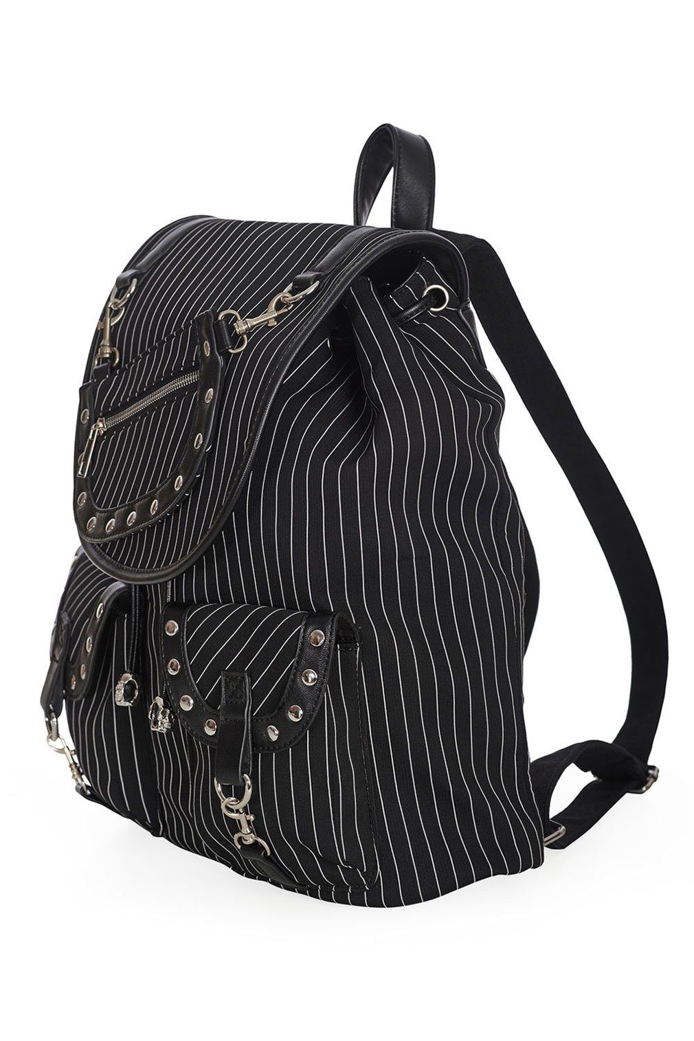 Banned Rucksack Yami Nadelstreifen Schwarz, Schwarz Backpack Pinstripe Punk günstig online kaufen