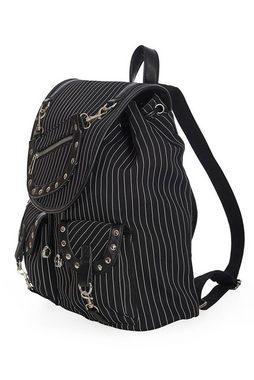 Banned Rucksack Yami Nadelstreifen Schwarz, Schwarz Backpack Pinstripe Punk