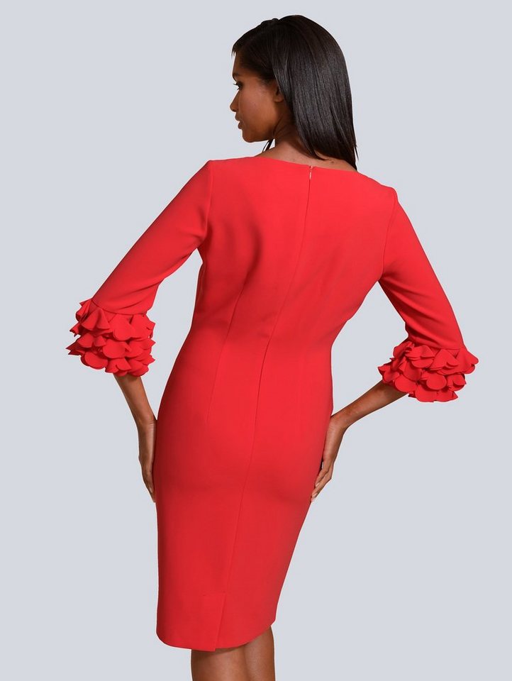 Alba Moda Kleid mit eleganten Details an den Ärmeln in rot
