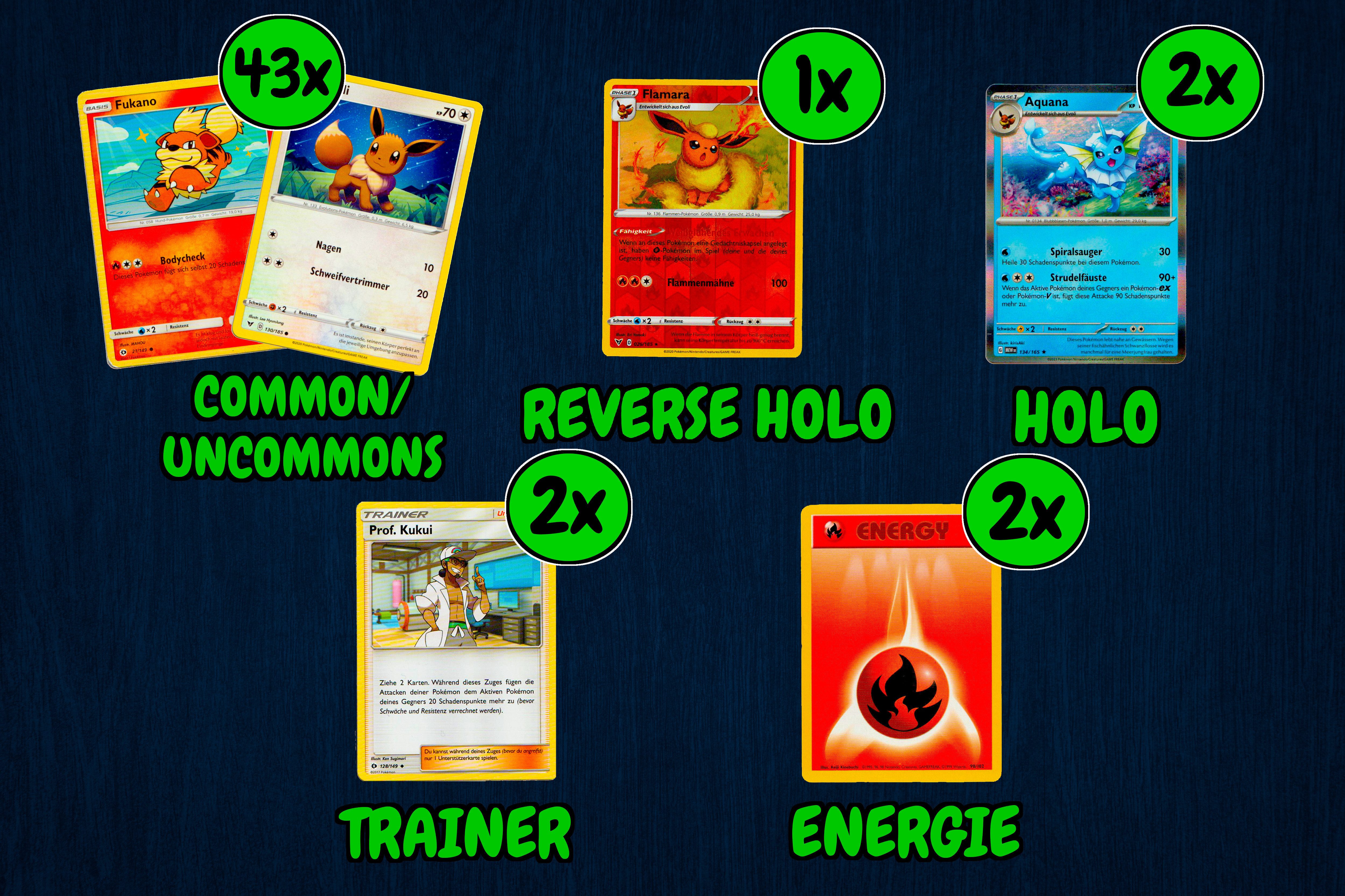 Varietyz Sammelkarte 50 verschiedene Pokemon Karten Deutsch Original Karten Set - 2 Holos