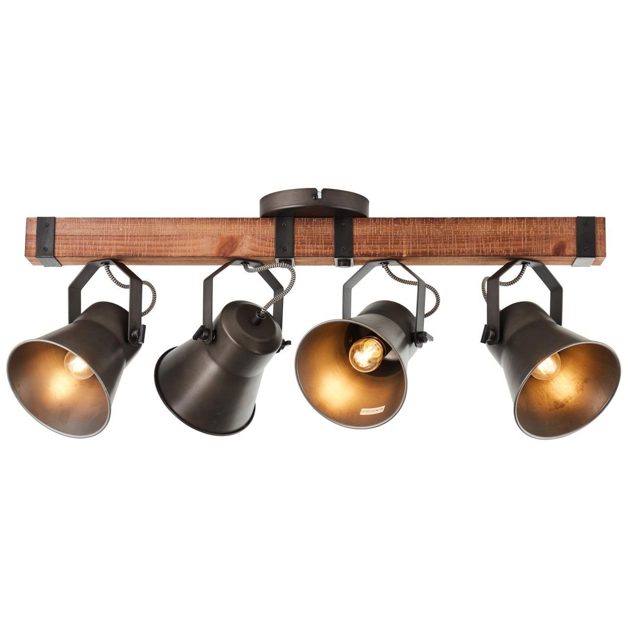 Spotbalken E27, Decca, Decca 4x aus A60, Brilliant Deckenleuchte Lampe, schwarz 4flg stahl, Holz 10W,