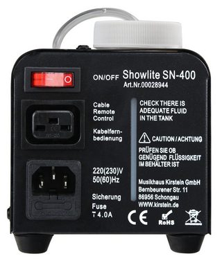 Showlite Discolicht SN-400 Nebelmaschine mit 5 Liter Fluid, Smoke Machine, 56m³/min Nebelausstoß, 3,5m Sprühdistanz