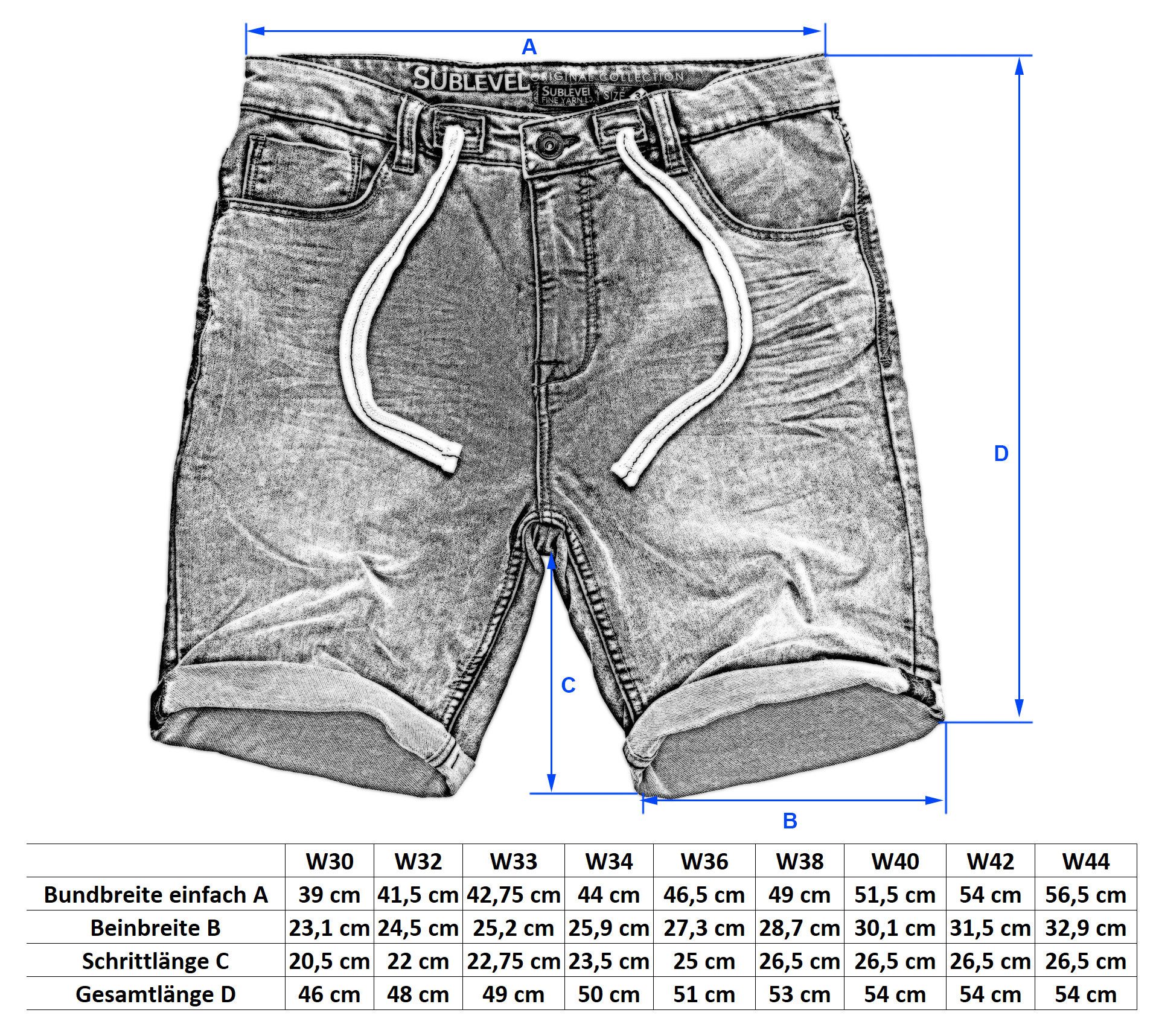 SUBLEVEL Shorts Sweat Shorts Jeans Kurze Hose Bermuda Sweatpants – Bild 5 von 5