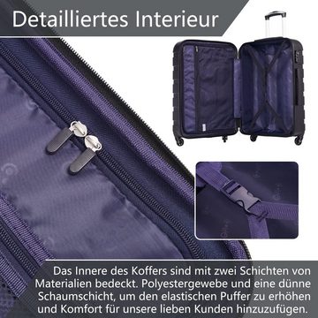 Coolife Kofferset Mit Hochwertige Materialien, 4 Rollen, Reisekoffer ardschale Boardcase Handgepäck mit TSA-Schloss Erweiterbar