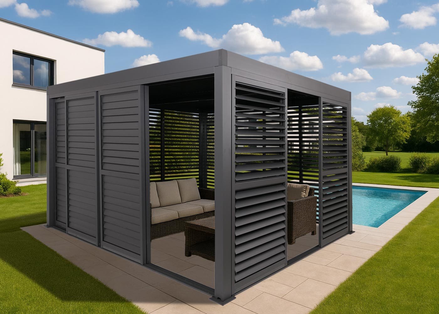 Thumbnail - MCW Pavillonseitenteil MCW-L46-4P, 369x204 cm, für Pergola MCW-L46) Set, [4-St. 4er-Set, Lieferung erfolgt ohne Dekorati...