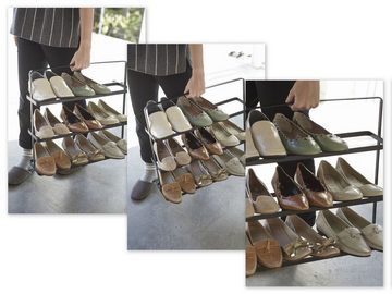 Yamazaki Schuhregal "Tower" 50x46x14cm, Schuhständer, Schuhablage, für 8 bis 9 Paar Schuhe, freistehend, tragbar