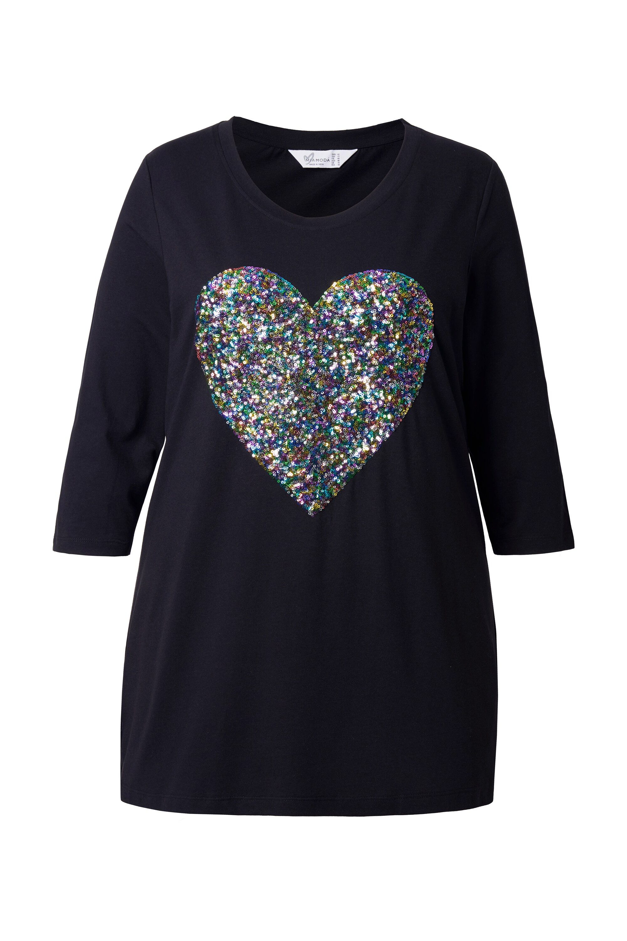 MIAMODA T-Shirt T-Shirt A-Linie farbiges Pailletten-Herz günstig online kaufen
