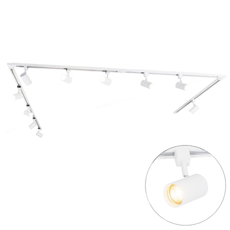 Qazqa Schienensystem-Sets Jeana, 476 cm, (1-tlg), GU10, Weiß, Modern, Stahl, Deckenstrahler 10-flammig