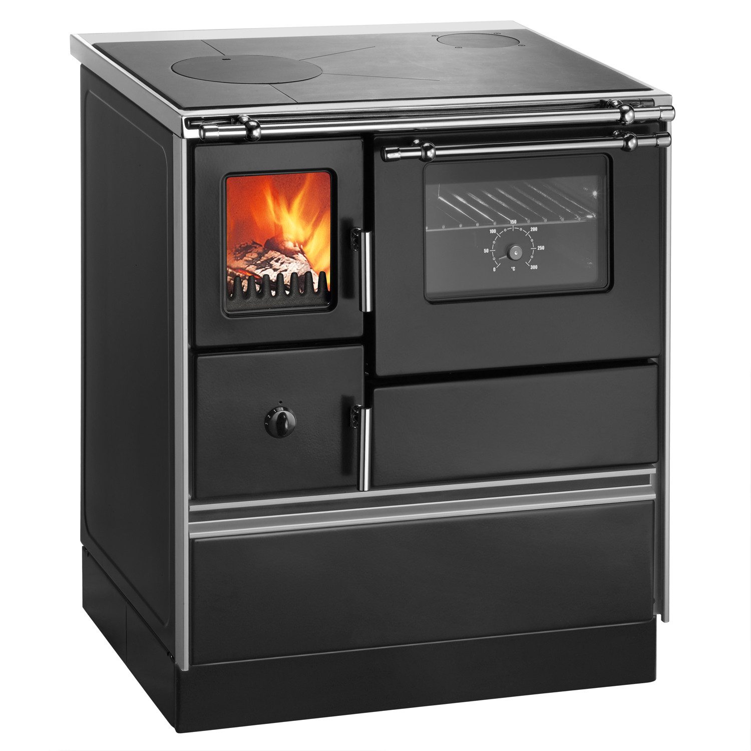 Wamsler Kaminofen Westminster K176 F/A 70 Küchenofen Stahl schwarz, links, 5 kW