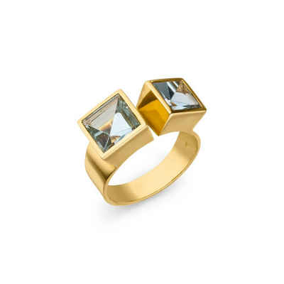 SKIELKA DESIGNSCHMUCK Goldring Aquamarin Ring "Duo" 8 ct. (Gelbgold 585), massive hochwertige Verarbeitung