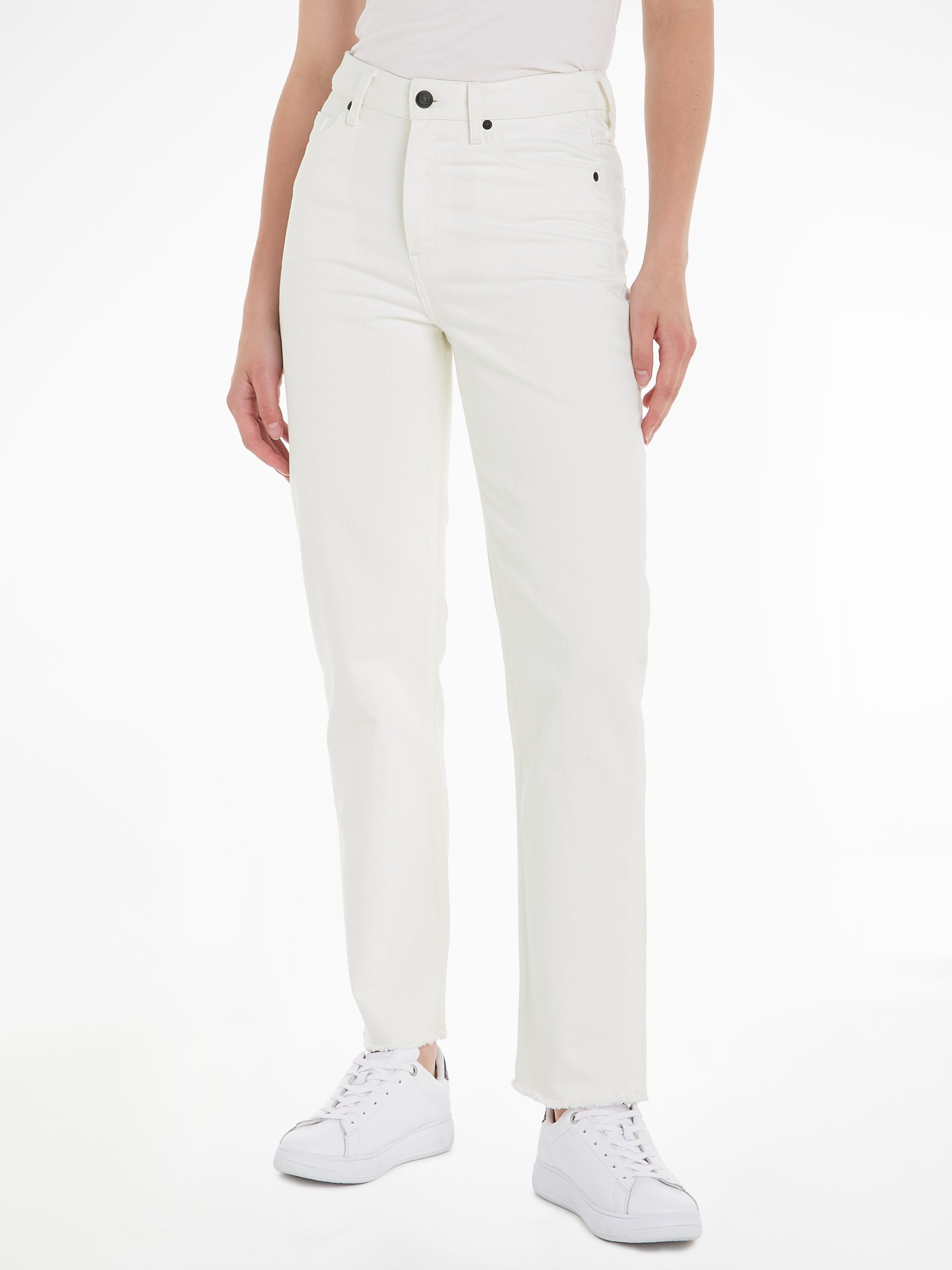 Tommy Hilfiger Bequeme Jeans mit Markenlabel ecru | Straight-Fit Jeans