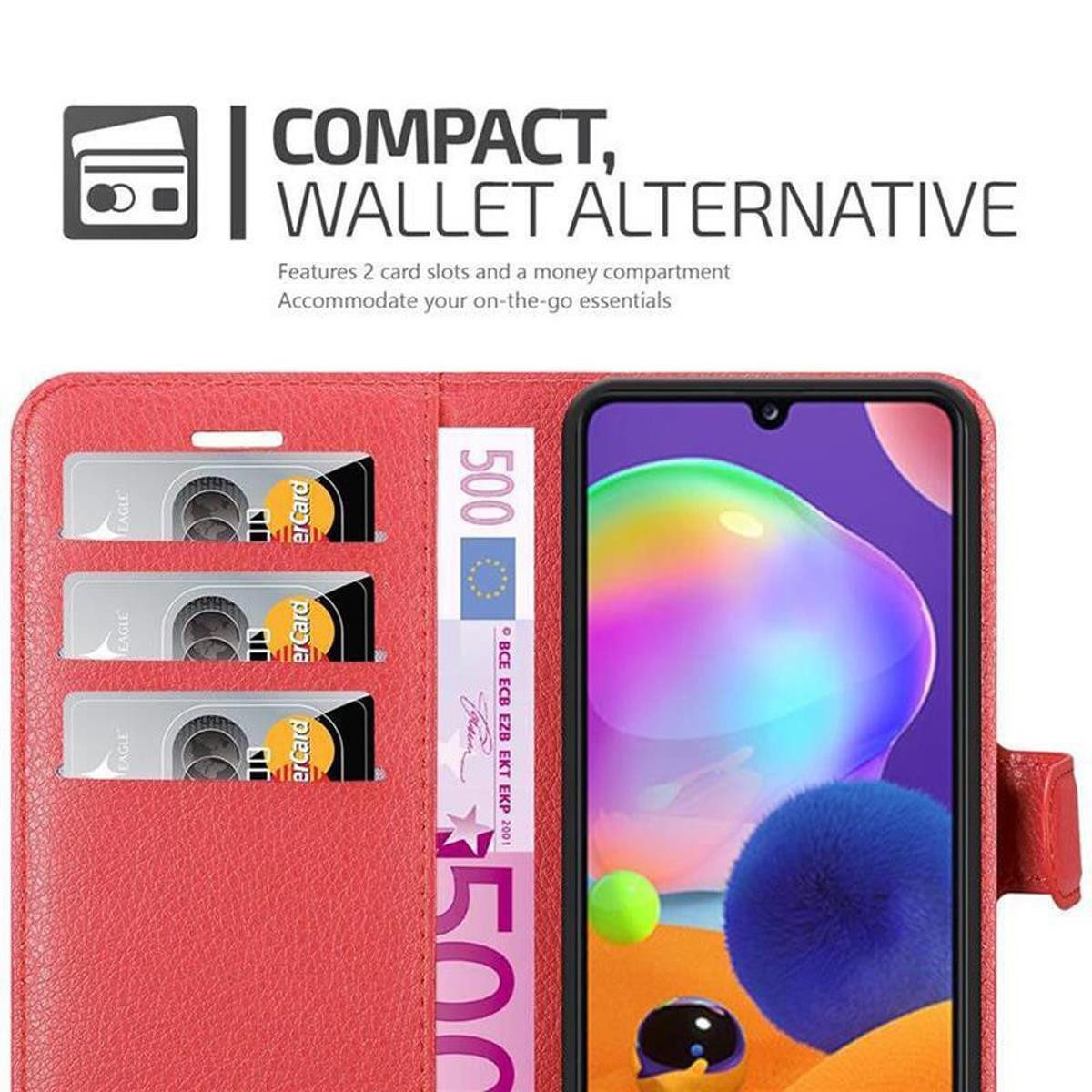 Cadorabo Handyhülle für Samsung Galaxy A31 Hülle Samsung Galaxy A31, Hülle Schutzhülle mit Standfunktion, Kartenfach und Magnetverschluss