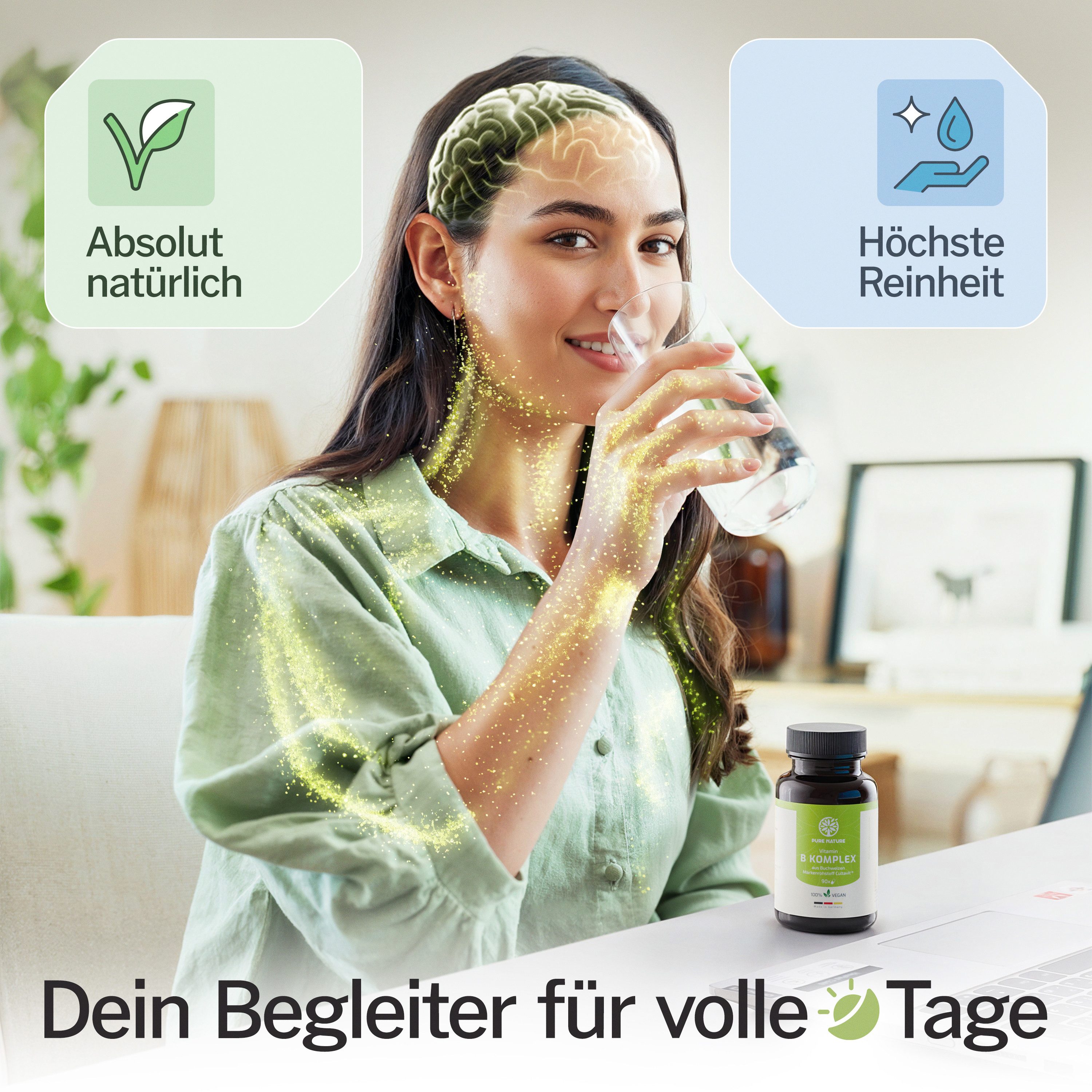 Pure Nature Vitamin B-Komplex rein aus Buchweizen - 1000 mg - 90 Kapseln Kapseln, 53 g