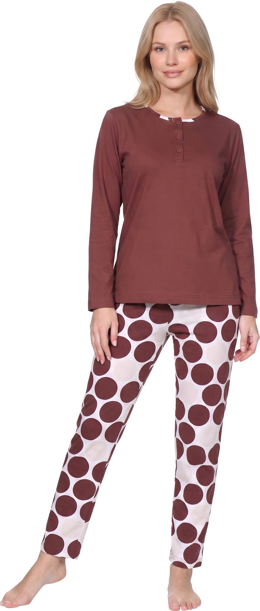 Normann Pyjama Damen-Schlafanzug Single-Jersey gemustert
