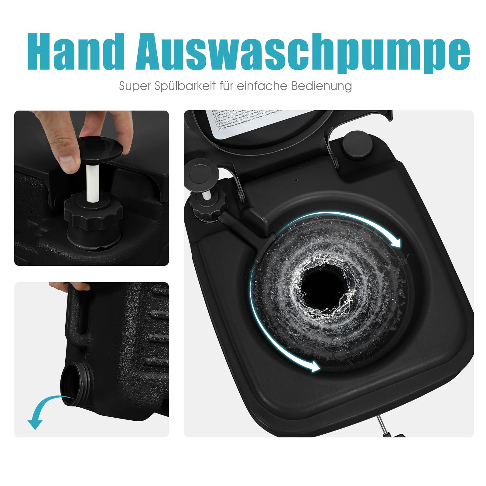 COSTWAY Campingtoilette Reisetoilette, 20L+12L mit abnehmbarem Abwassertank