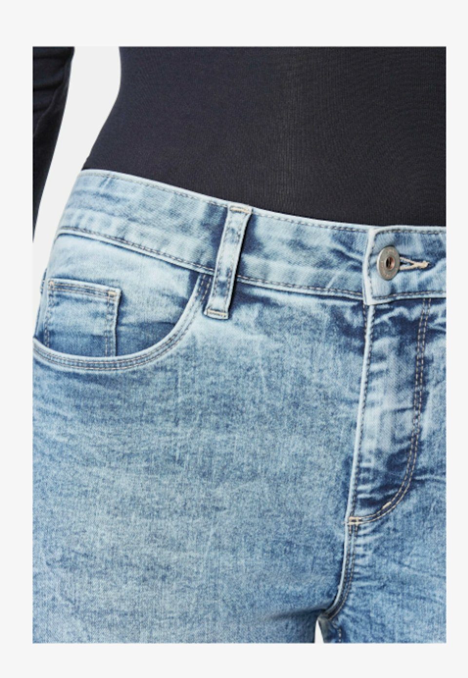 STOOKER Bleached Florenz -Slim Blue Stretch Damen WOMEN Jeans Fit- Slim-fit-Jeans